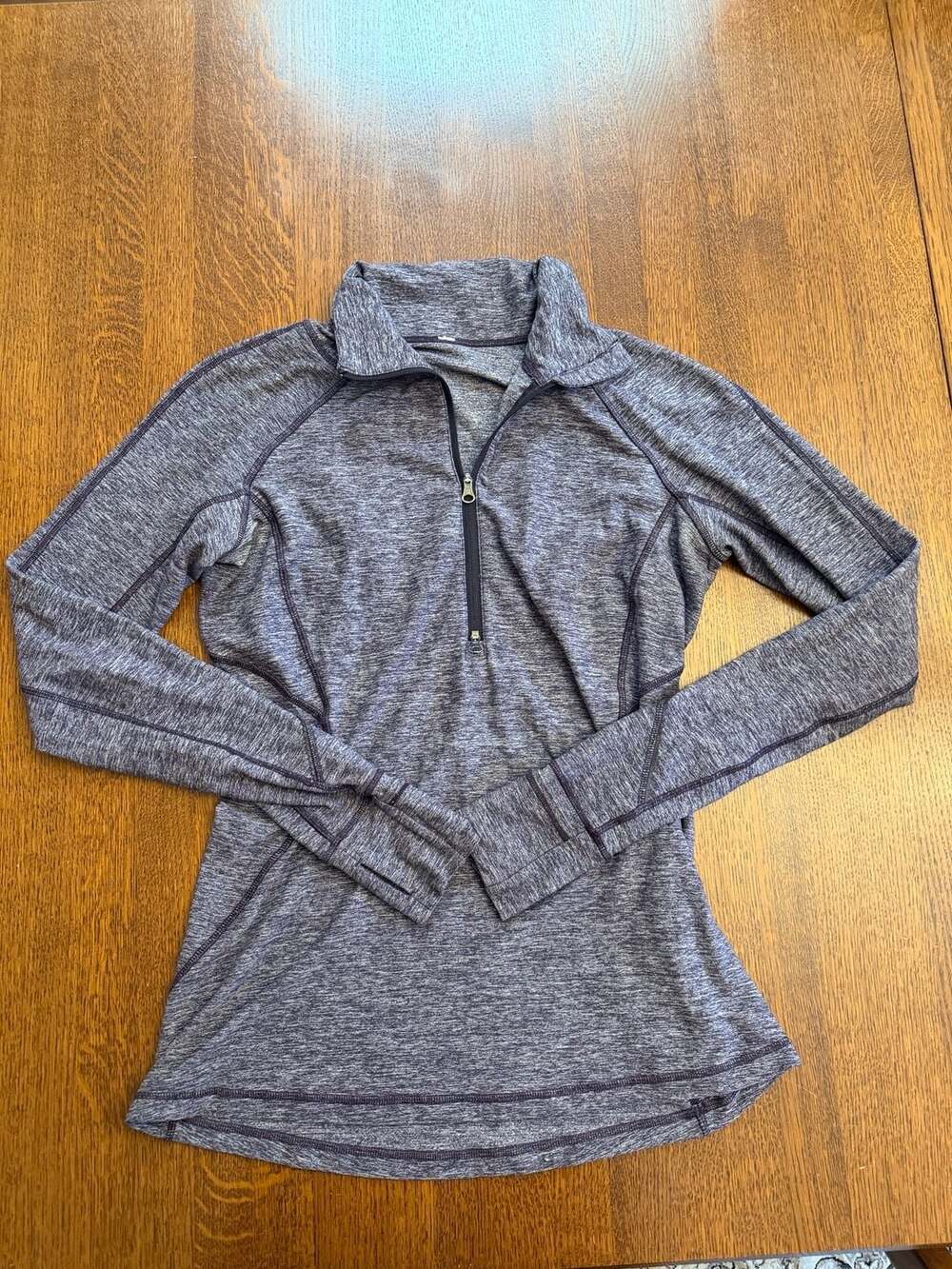 Lululemon Women's Half Zip Running Pullover Heathered Purple with Thumbholes